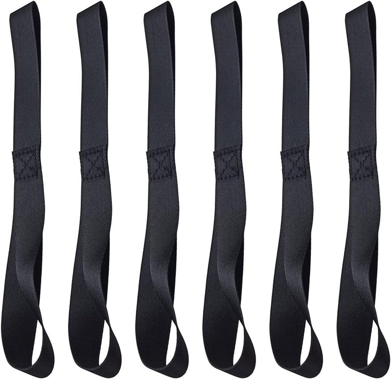 yuntop Black Soft Loop Tie Down Straps (6 Pack) 4500Lbs Breaking Strength and 1500Lbs Load Capacity, 12 * 1in Heavy Duty Tie Down Loops for Securing ATV UTV Motorcycles Scooters Dirt Bikes Lawn Equipment - Image 1